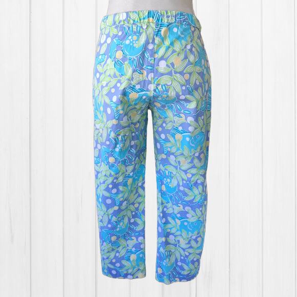 Lilly Pulitzer White Label Maternity Crop Pants Sweet Blue Crabby Size Small - Picture 8 of 9
